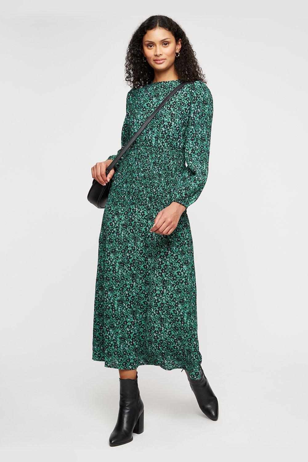 Green Ditsy Print Midi Dress | Dorothy ...